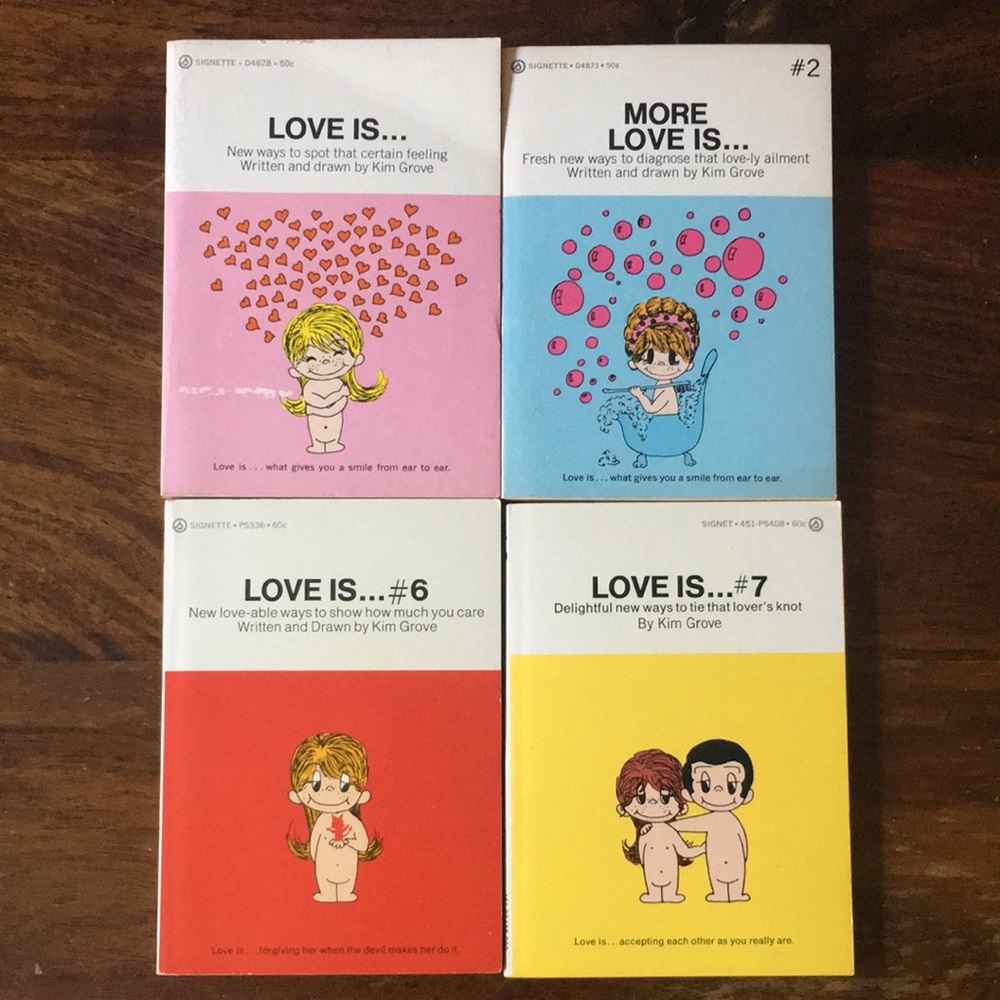 (Lot of 4) “Love is..." series Tiny Paperback Books By Kim Grove # 1, 2, 6, 7